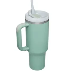 Stainless Steel Insulated Handled Tumbler with Lid  and Straw - Mint