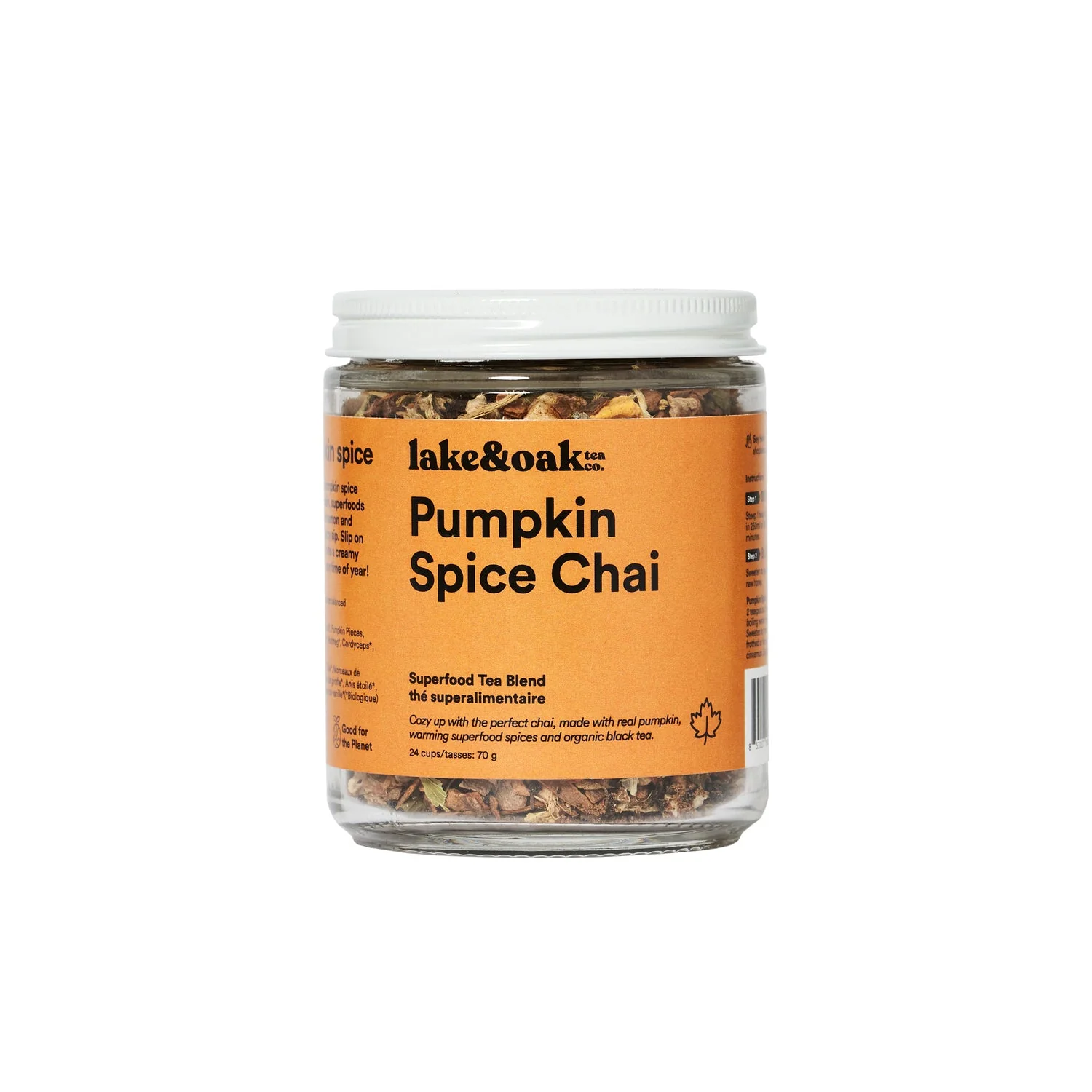 Pumpkin Spice Chai Superfood Tea Blend in Glass Jar