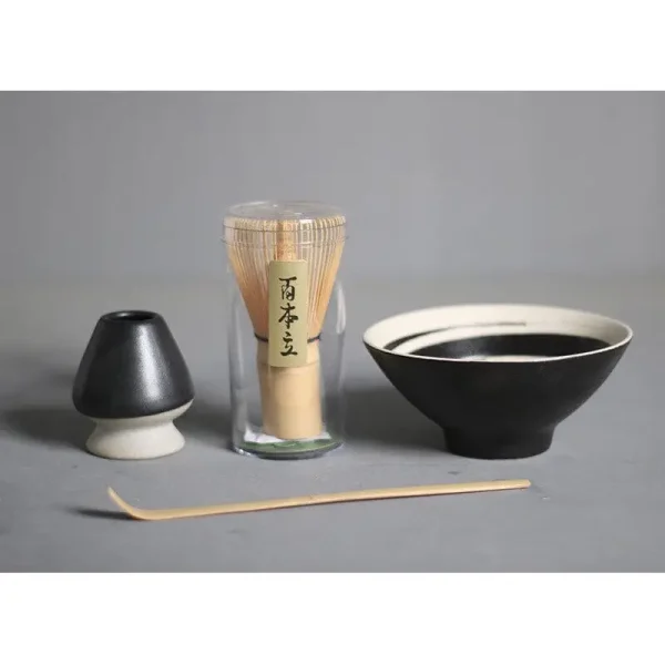 Ceramic Matcha Set with Bamboo Whisk, Whisk Holder & Spoon