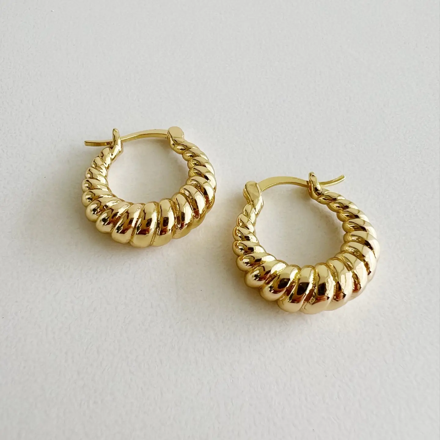 Endless Weekend Croissant Twist Hoop Earrings Gold Filled