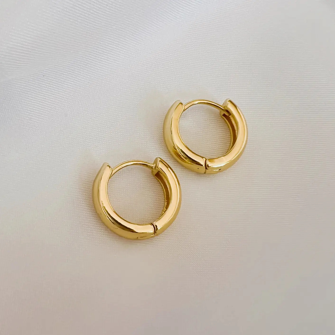 Jake Chunky Huggie Hoop Earrings Gold Filled