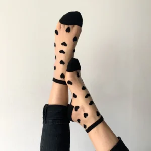 Laure Fancy Socks with Black Hearts